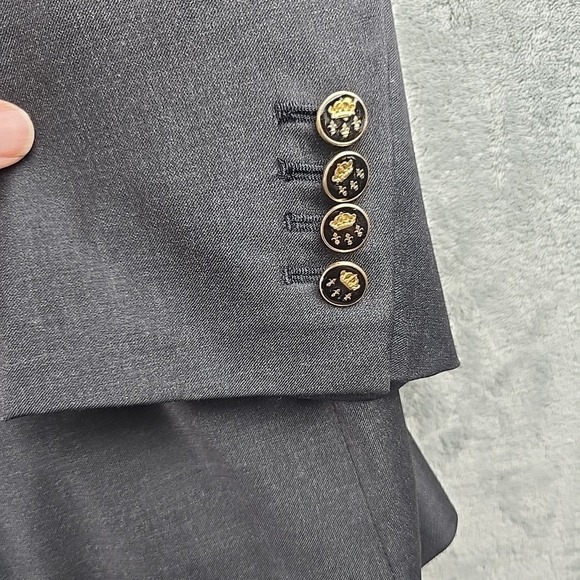 Loro Piana Sport Coat Jacket Men 48 R Gray Super 160's Wool Black Gold‎ Buttons - Picture 5 of 12